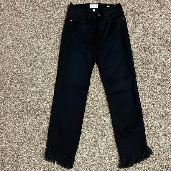 Frame Le High Byxbee Fringe Hem Skinny Jeans Size 27 - Picture 4 of 10